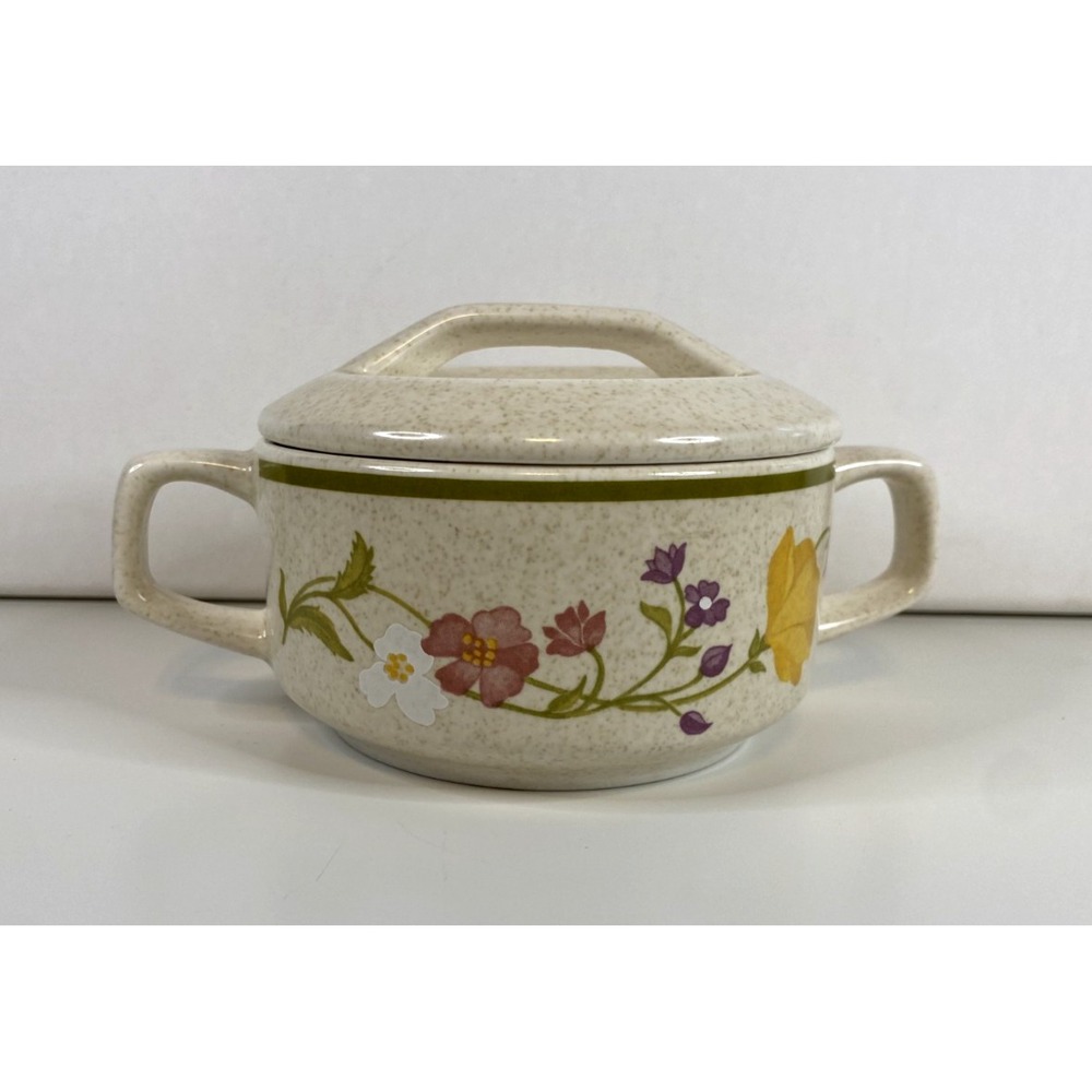 Lenox Temper-Ware Summer Wind Sugar Bowl 1977-1981 Vintage Retro Stoneware